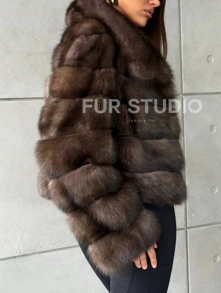 Короткая шуба из баргузинского соболя - фото 5