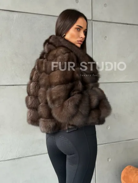 Короткая шуба из баргузинского соболя - фото 10