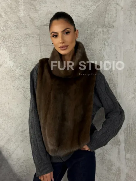 Манишка норковая - цвет соболь - фото 9