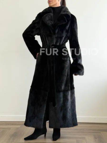 Черная шуба из меха норки - классический стиль - фото 2
