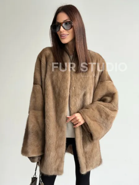 Шуба из аукционного меха норки - пастель - фото 6