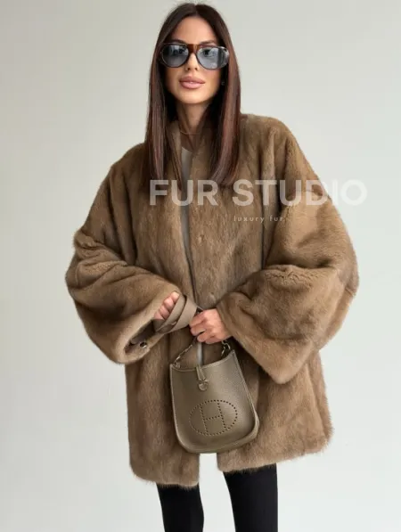 Шуба из аукционного меха норки - пастель - фото 4