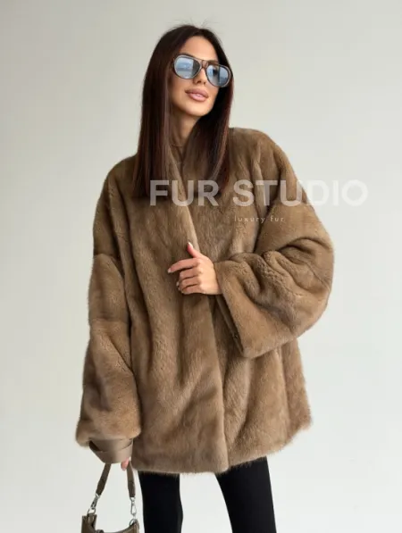 Шуба из аукционного меха норки - пастель - фото 9