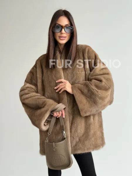 Шуба из аукционного меха норки - пастель - фото 13