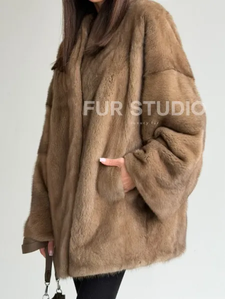 Шуба из аукционного меха норки - пастель - фото 1