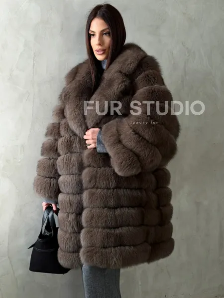 Шуба из песца под соболь - английский воротник - фото 7