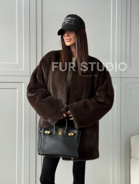 Куртка из норки с V - образным воротом - фото 14