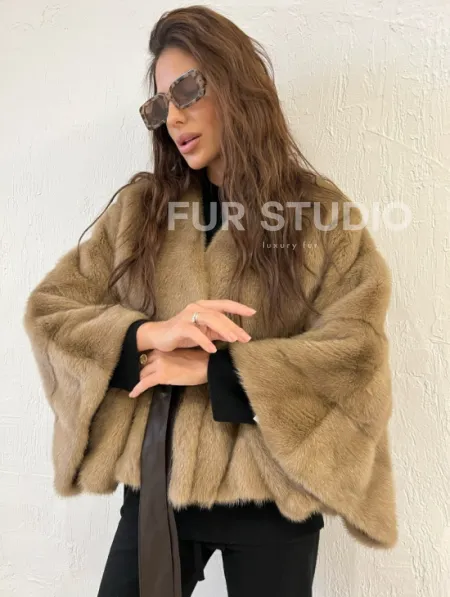 Болеро из меха норки цвет пастель - фото 4