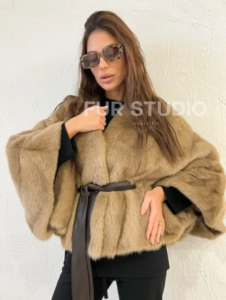 Болеро из меха норки цвет пастель - фото 3