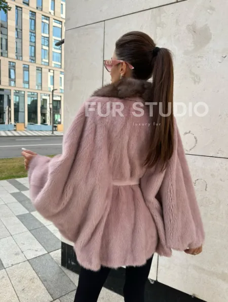 Пудра летучка из меха норки, воротник куница - фото 3