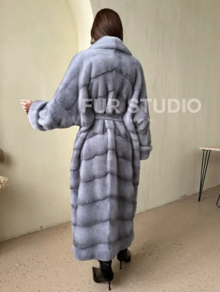 Норка паркет кимоно английский воротник NAFA - сапфир - фото 3