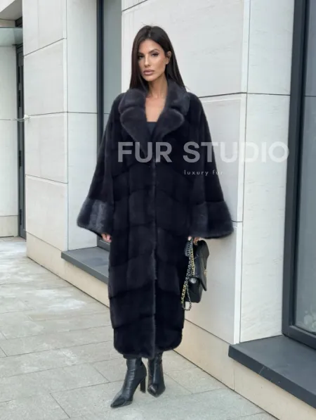Манто из аукционной норки в цвете графит - фото 7