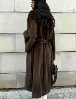 Норковая шуба, цельный мех PREMIUM COLLECTION VELVET - цвет соболь - фото 4