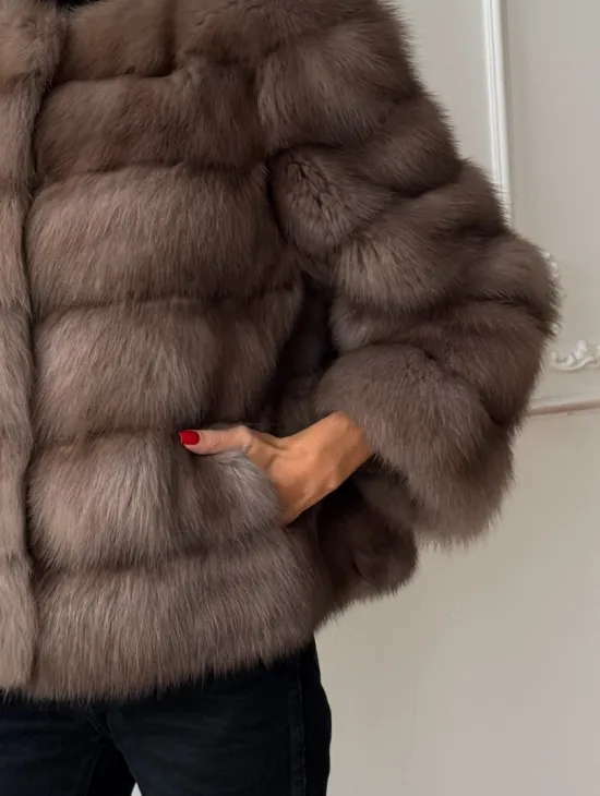 Шуба из меха куницы Truffle с воротником шанель - фото 1