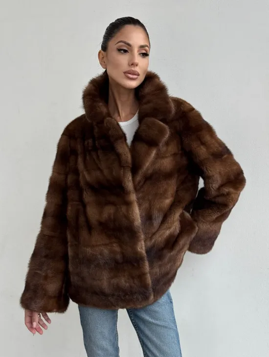 Шуба автоледи из соболиной норки, цвет соболь - фото 7