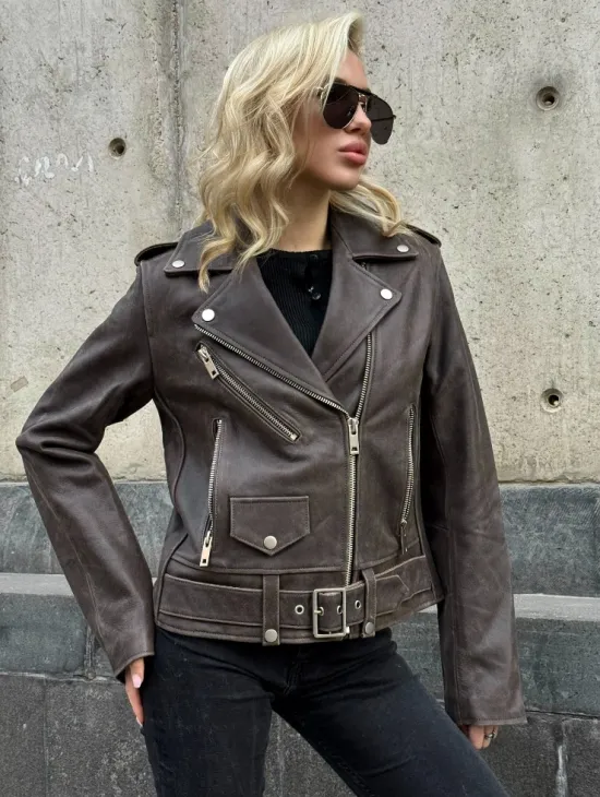 Косуха женская из винтажной кожи - фото 6