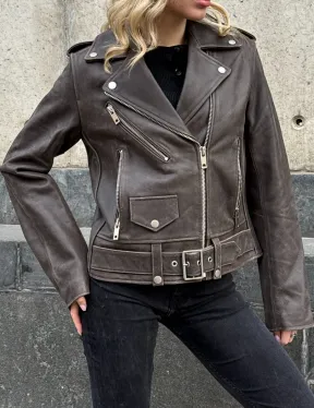 Косуха женская из винтажной кожи - фото 3