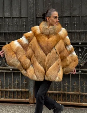 Шуба - пончо из меха рыжей (огненной) лисы - фото 11