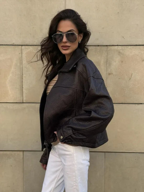 Короткая куртка оверсайз из натуральной кожи Joomba - фото 7