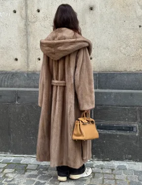 Длинная норковая шуба Pastel с капюшоном кобра - фото 9