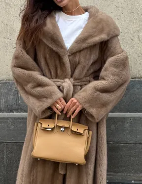 Длинная норковая шуба Pastel с капюшоном кобра - фото 4