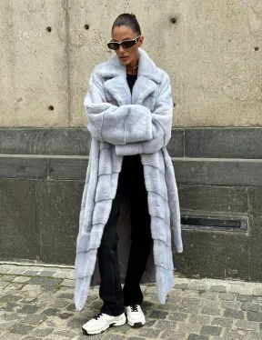 Длинная шуба из голубой скандинавской норки - фото 8