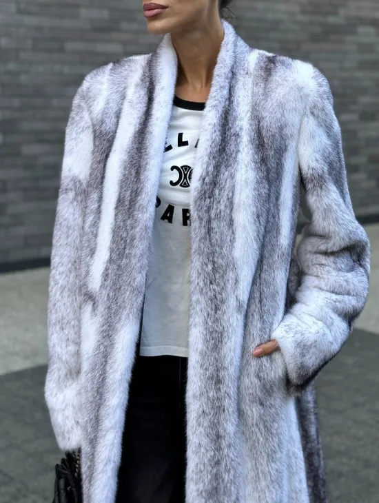 Длинная шуба из натурального импортного меха норки крестовки - фото 3