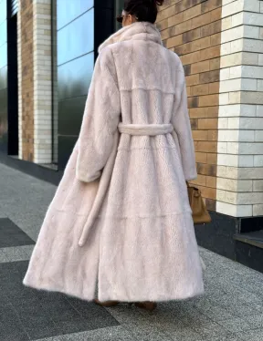 Шуба норковая - пальто с поясом, классика - фото 4