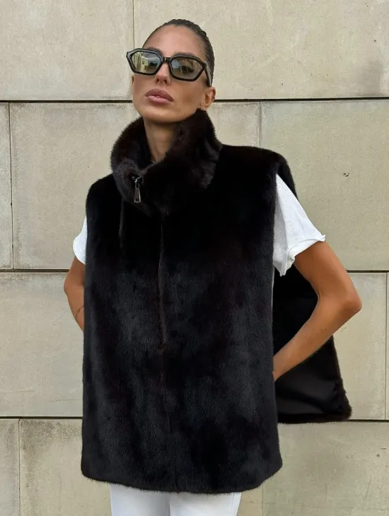 Норковая манишка женская - фото 0
