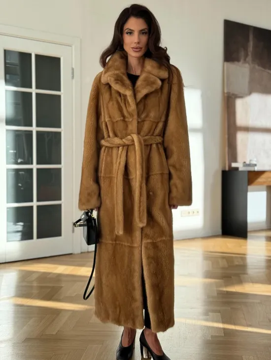 Золотая норковая шуба - фото 0