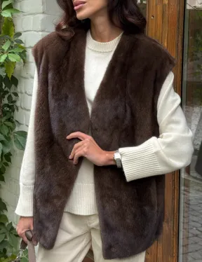 Жилет норковый - цвет коричневый - фото 2