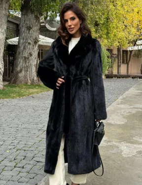 Черная норковая шуба - фото 0