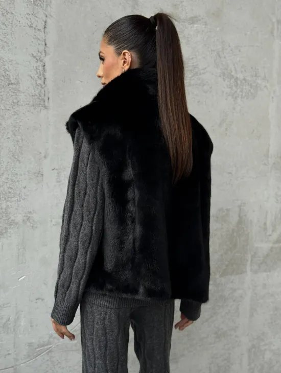 Черная норковая жилетка - фото 4