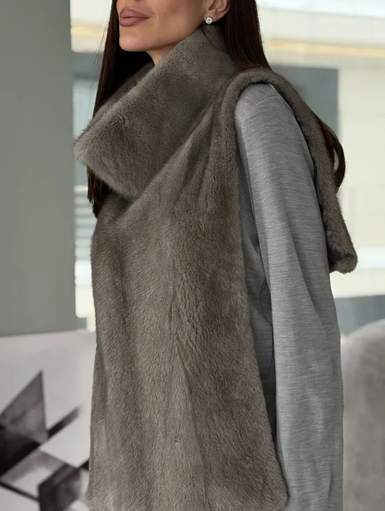 Манишка норковая серая - фото 3