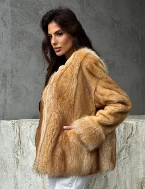 Норковый жакет с отделкой из меха енота - фото 9