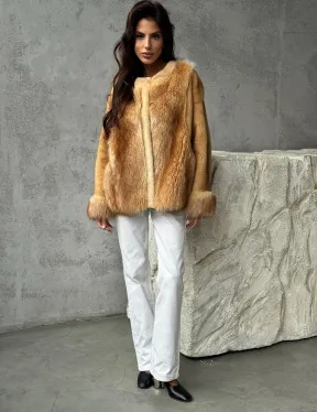 Норковый жакет с отделкой из меха енота - фото 3