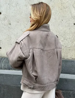 Зимняя дубленка - бомбер - фото 5