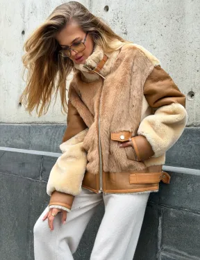 Комбинированная дубленка из овчины и норки - фото 6