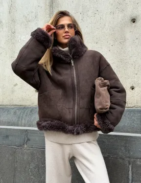 Натуральная двухсторонняя дубленка - бомбер - фото 11