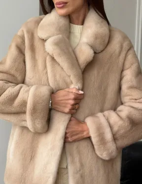 Норковый полушубок в натуральном цвете пастель - фото 1