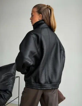 Черная натуральная дубленка из овчины - фото 4