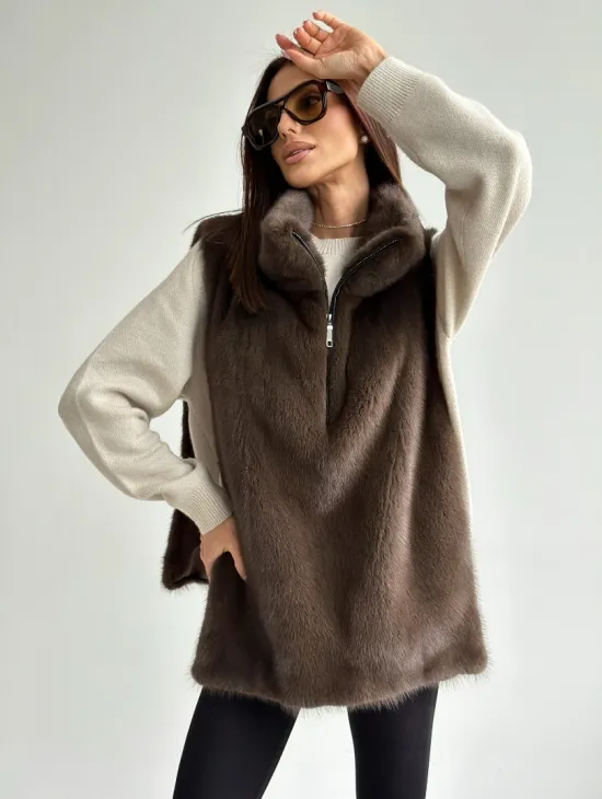 Женская меховая манишка - мех норка - фото 7