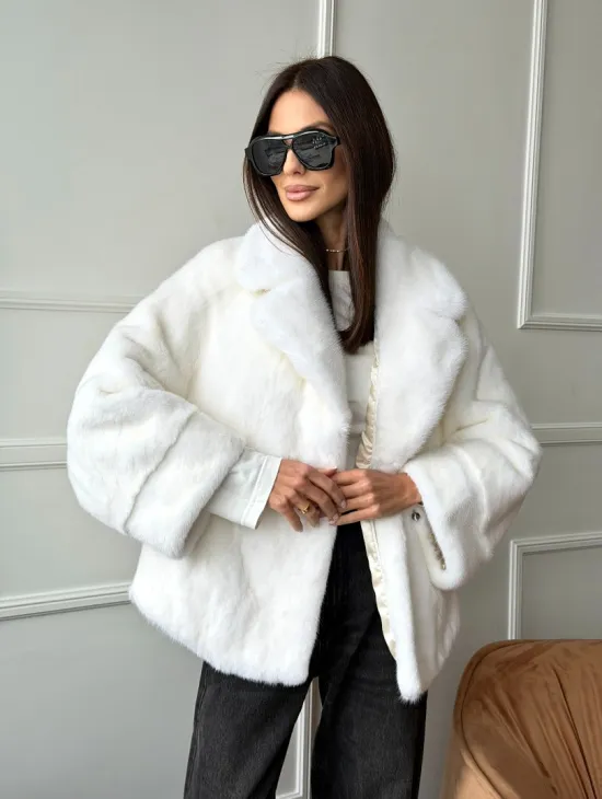Белая шуба из скандинавской норки - фото 11