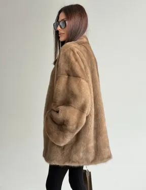 Шуба из аукционного меха норки - пастель - фото 7