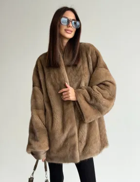 Шуба из аукционного меха норки - пастель - фото 9