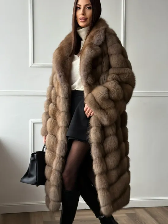 Шуба из куницы - английский воротник - фото 5