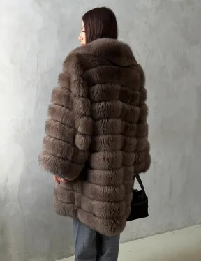 Шуба из песца под соболь - английский воротник - фото 10