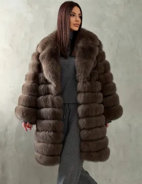 Шуба из песца под соболь - английский воротник - фото 0