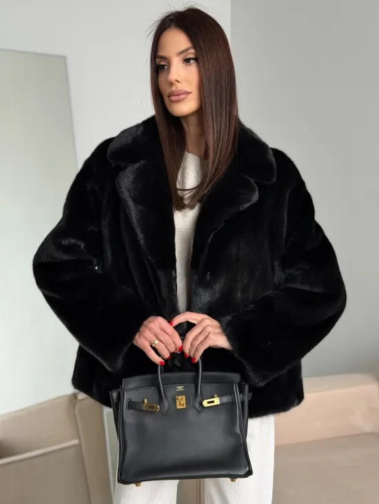 Черная короткая норковая шуба - автоледи - фото 3