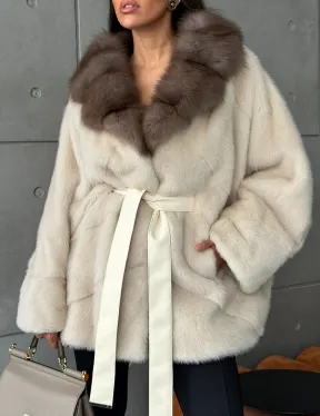 Норковая шуба - куртка с мехом куницы - фото 1